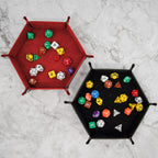 2 Pcs Dice Tray PU Leather Dice Trays Folding Hexagon Dices Holder