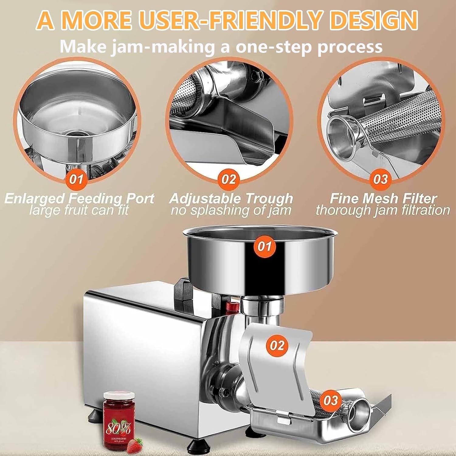 Electric Tomato Strainer Machine, 450W Tomato Sauce Maker Machine, Tomato Milling Machine Stainless Steel Tomato