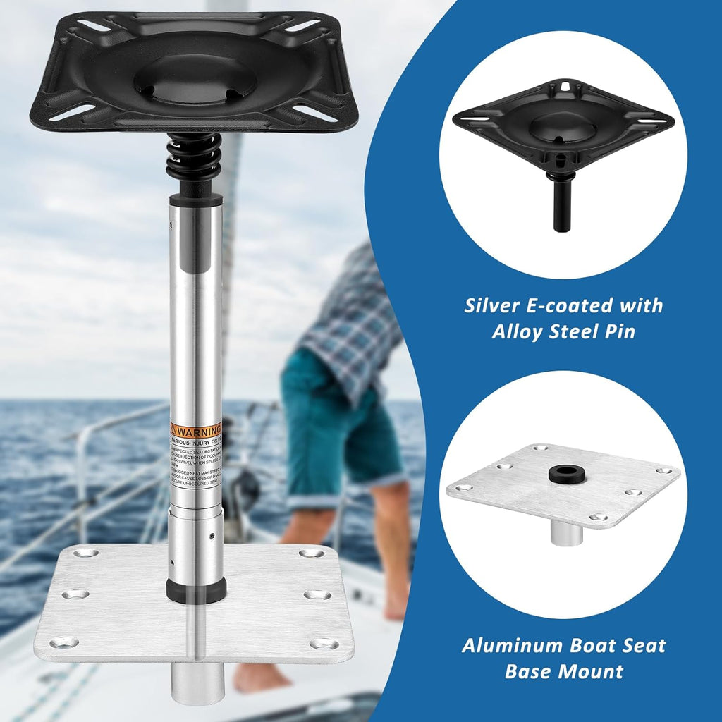 Boat Seat with Base Boat Chair with Stainless Steel Pedestal Mount, Marine-Grade Vinyl Exterior