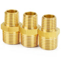 ChillWaves Brass Pipe Fitting，Reducer Hex Nipple 1/2" NPT Male x 3/8" NPT Male Thread Adapter(3-PACK)
