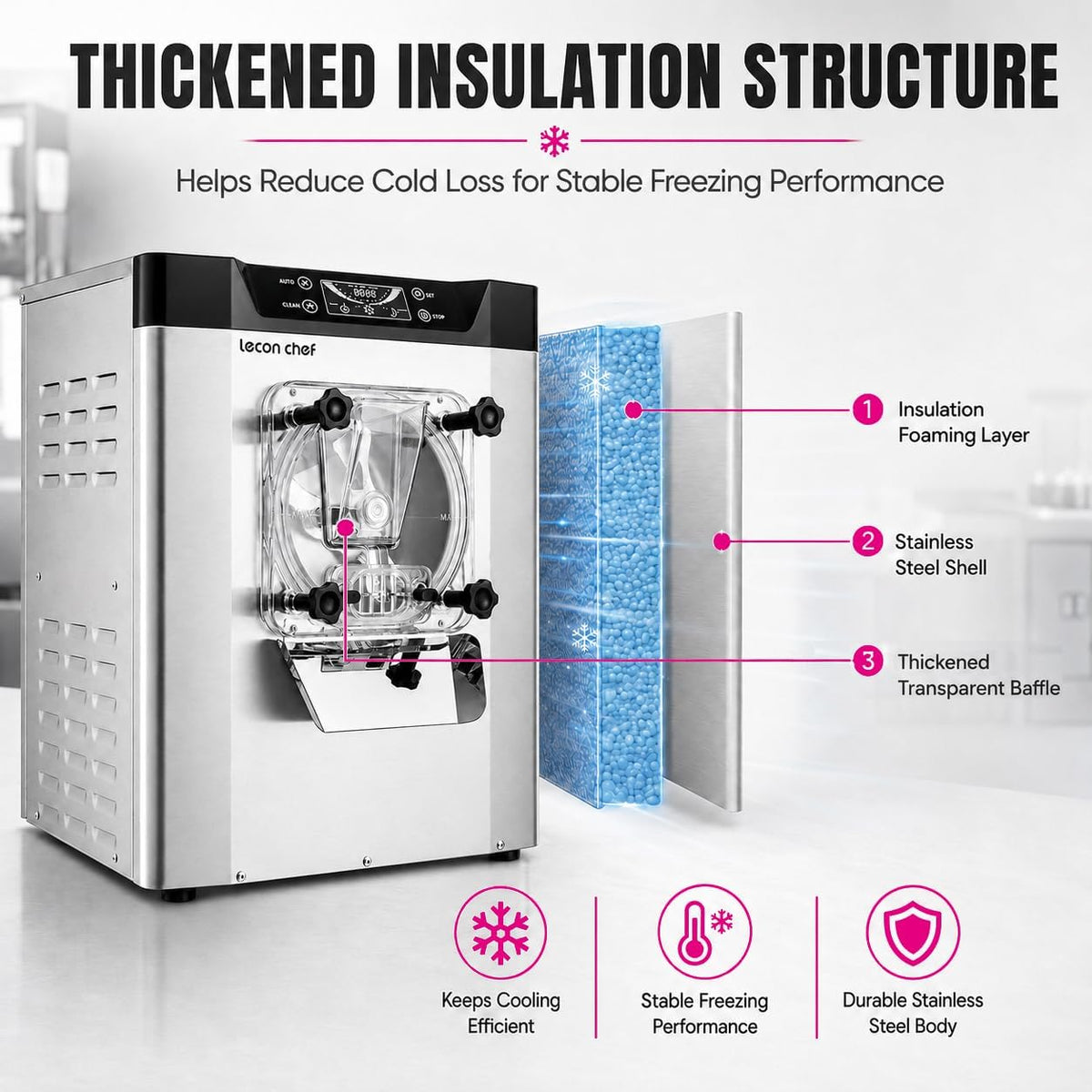 Commercial Ice Cream Machine, Hard Serve, 1400W, 16-20 L/H