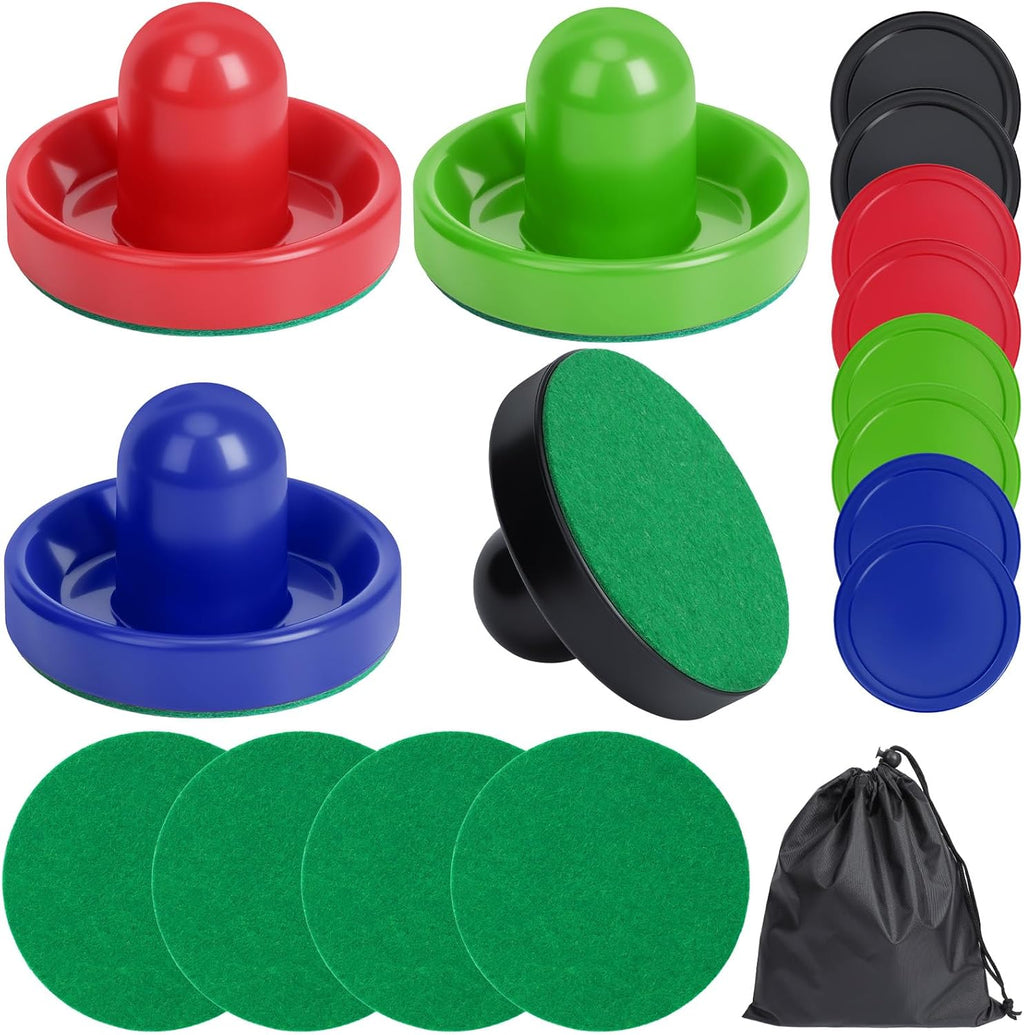 Air Hockey Paddles and Pucks, Air Hockey Pushers with Nylon Storage Bag, Goal Handles Paddles Replacement Accessories