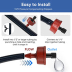 1 GPH Pressure Compensating Drippers for Irrigation System,50 Pack