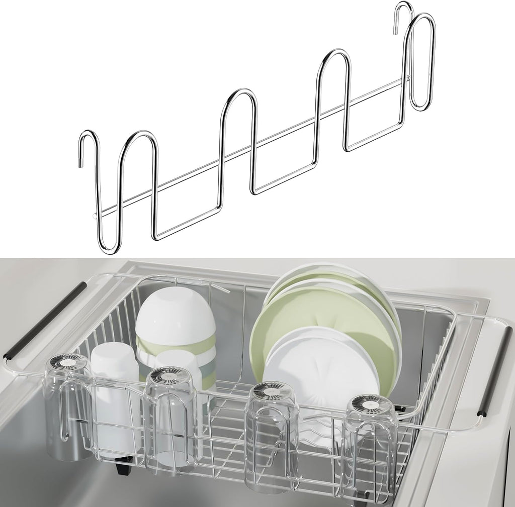 12 Inch, Stainless Steel Cup Drying Rack with 4 Hooks Kitchen Mug Holder