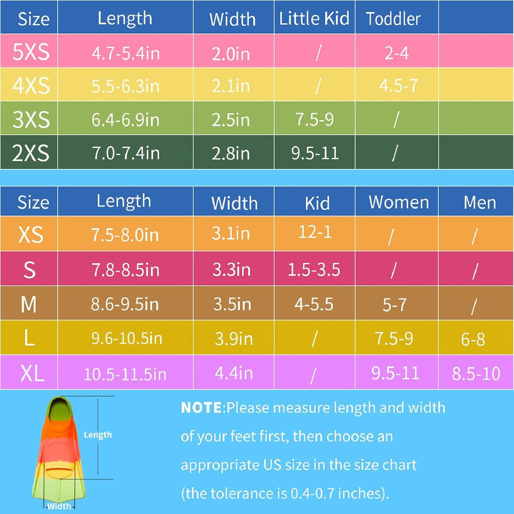 Kids Swim Fins Youth Short Blade Swimming Training Flippers | Snorkeling Diving Travel Size Fins for Children Girls