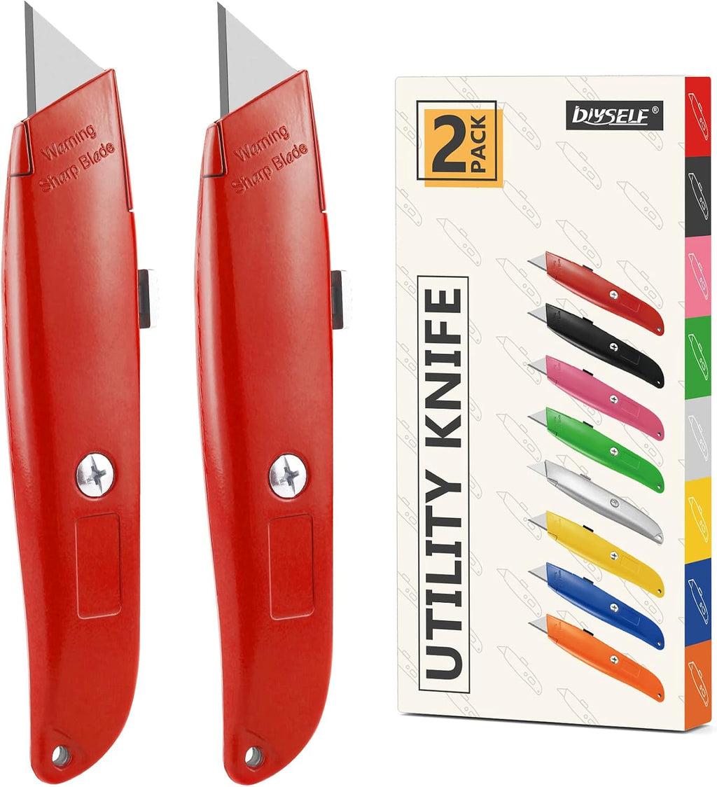 2 Pack Utility Knife Box Cutter Retractable PVC Pipe Cutter