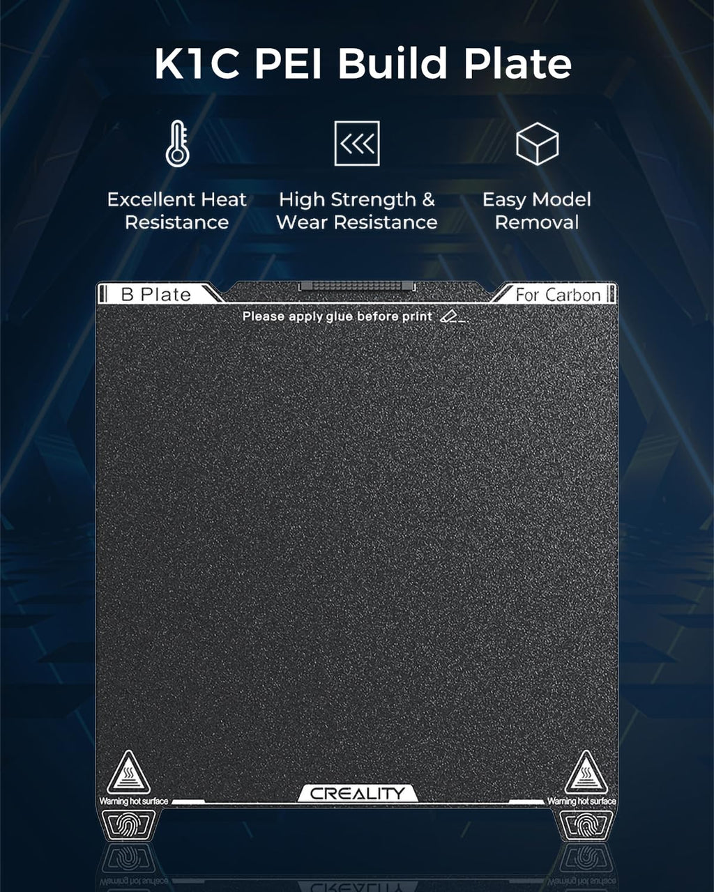 Official K1C Build Plate, 235x235mm Textured Surface PEI Sheet Magnetic Flexible Spring Steel Bed Plate for 3D