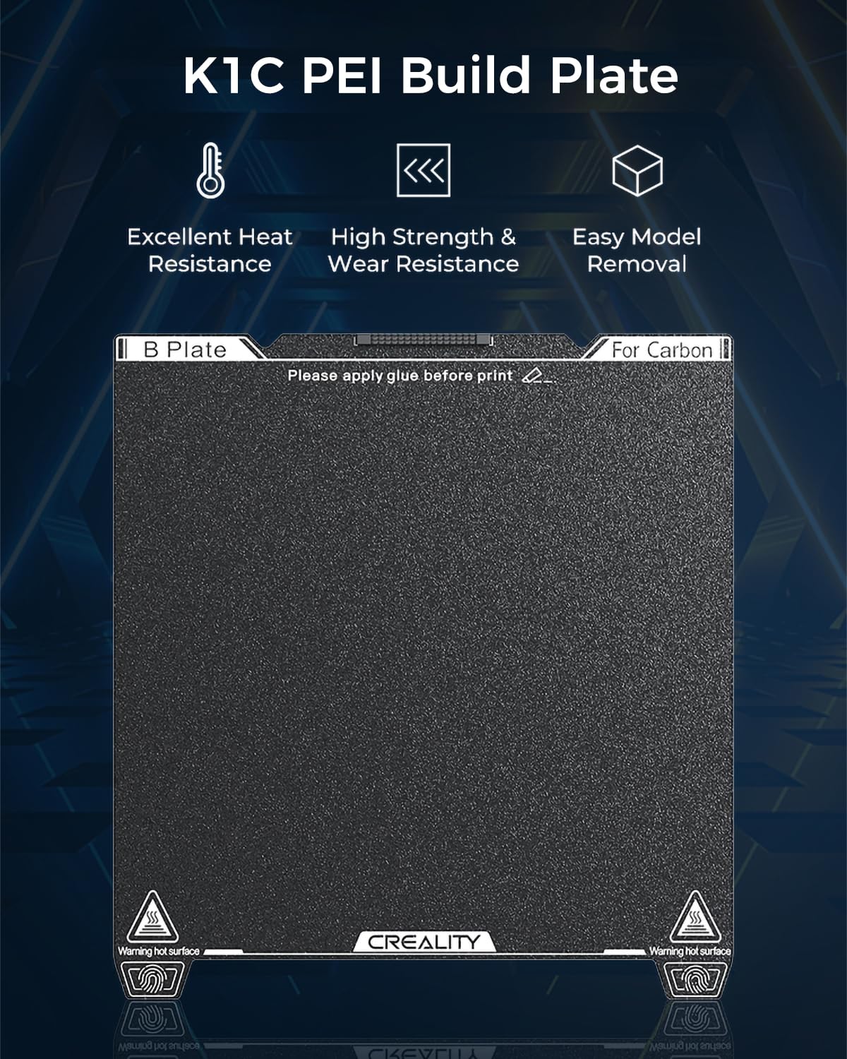 Official K1C Build Plate, 235x235mm Textured Surface PEI Sheet Magnetic Flexible Spring Steel Bed Plate for 3D