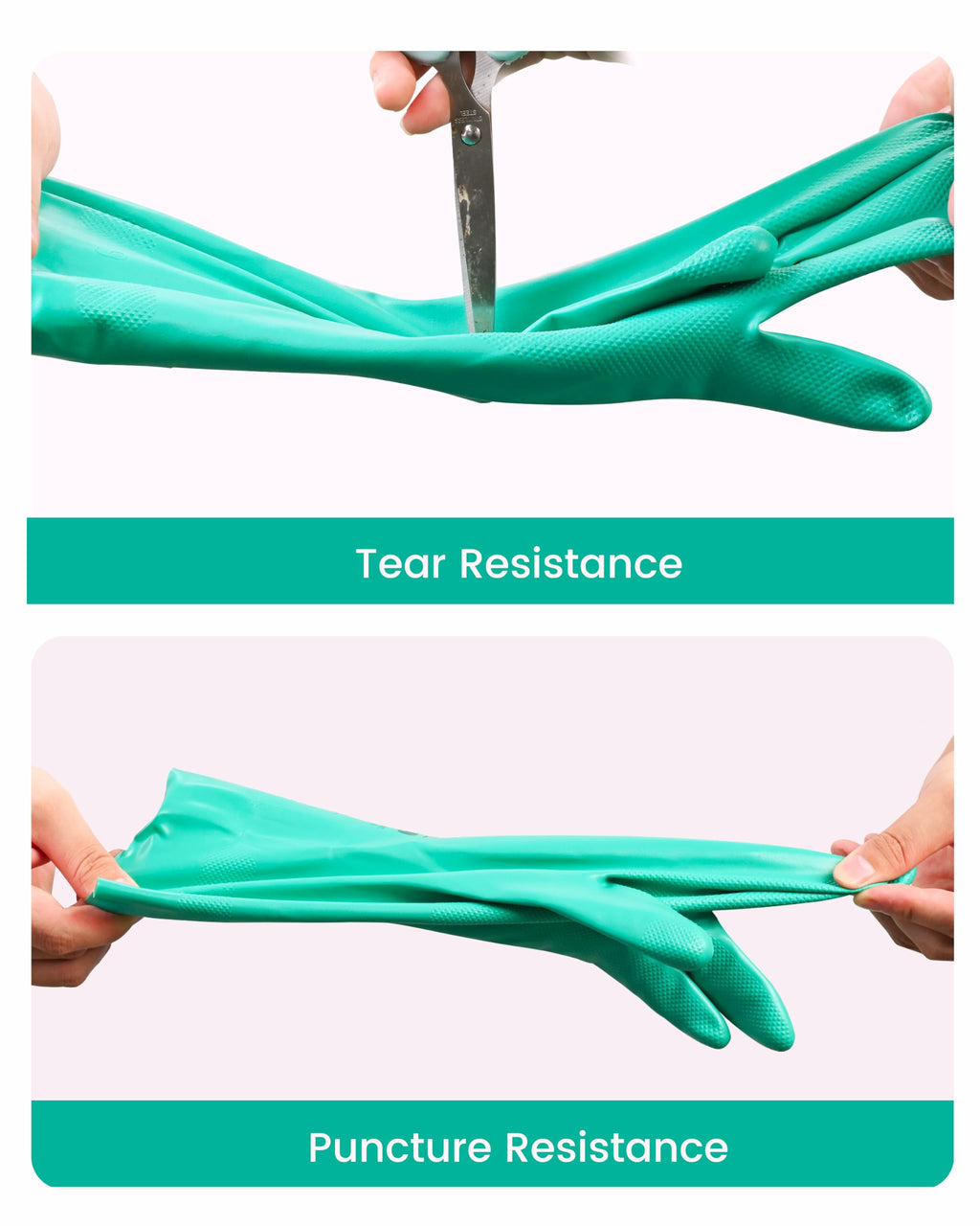 Chemical Resistant Nitrile Gloves,20 Pairs,Free Latex Rubber,Large
