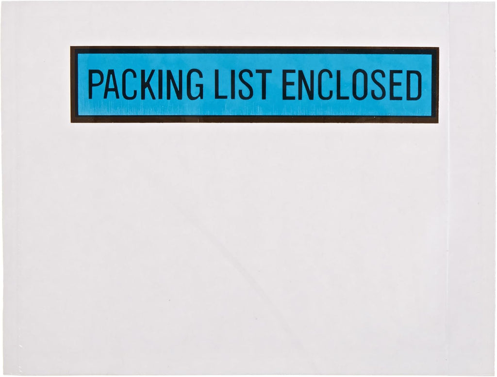 PL488 Poly Envelope, Legend "PACKING LIST ENCLOSED", 4-1/2" Length x 6" Width, 2 mil Thick, Blue (Case of 1000)