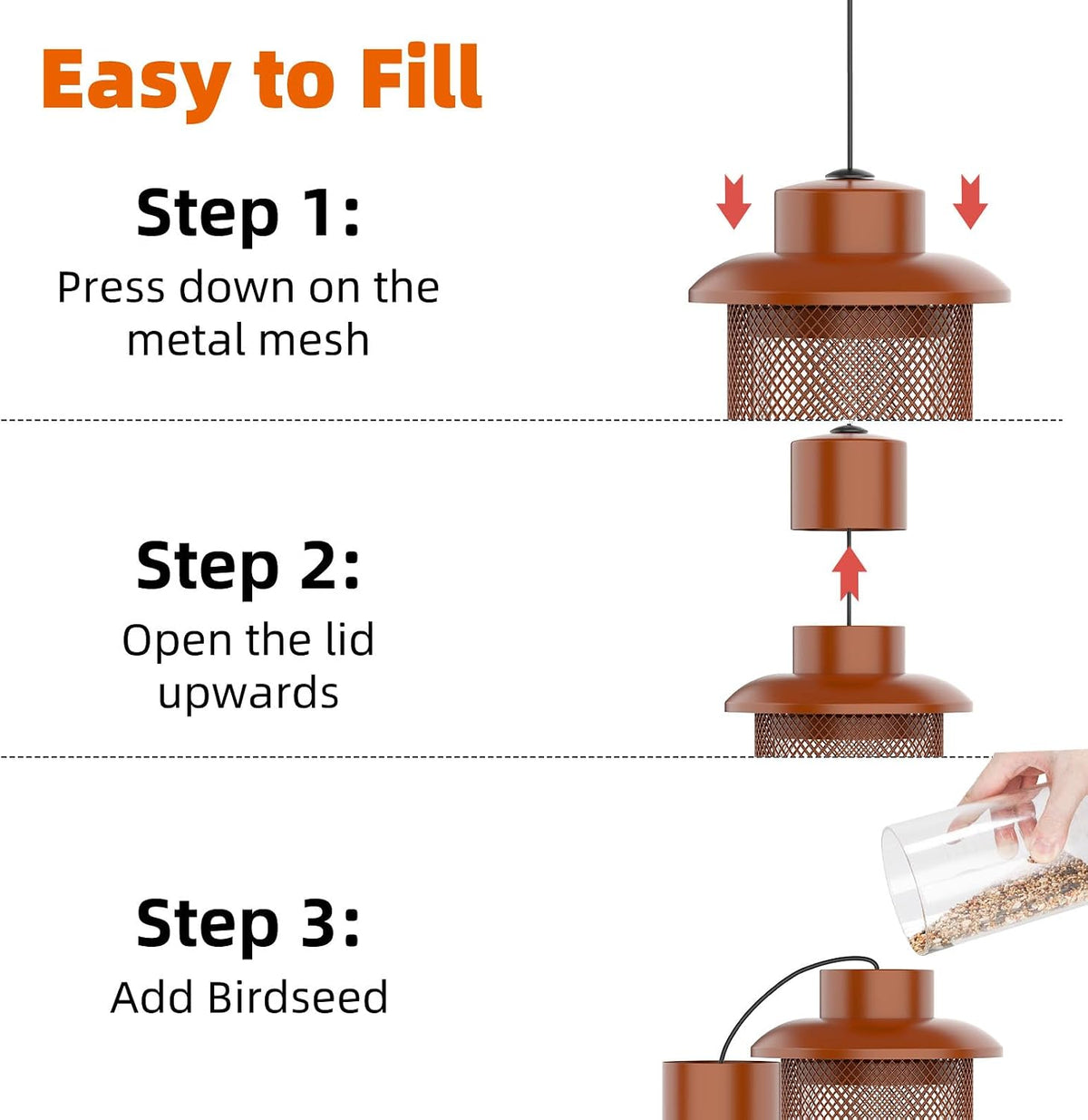 Metal Squirrel Proof Bird Feeder,Bird Feeders for Outdoors,Weight Activated Squirrel Proof Wild Bird Feeders with