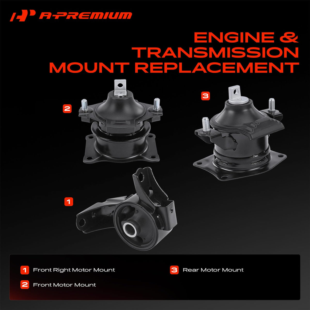 A-Premium Engine Motor Mount Kit Compatible with Acura MDX 2007-2013 3.7L
