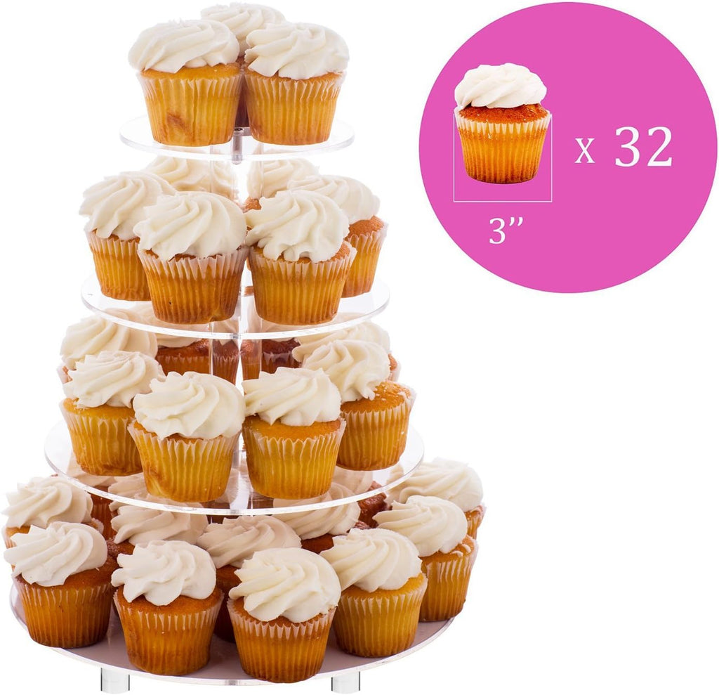 Large 4 Tier Acrylic Cupcake Stand,Round Cake Stand for Party