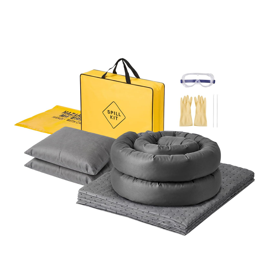 Complete Spill Absorbent Kit for Oil Water Medium-Duty Absorbing Set