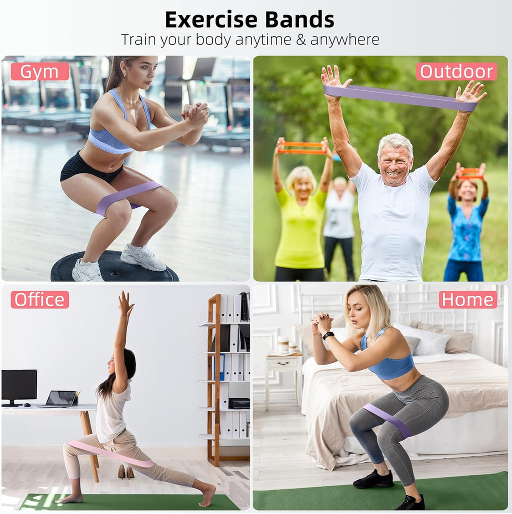 Resistance Bands for Working Out, 5-Pack Elastic Loop Exercise Bands for Strength Training Stretching, Home Gym