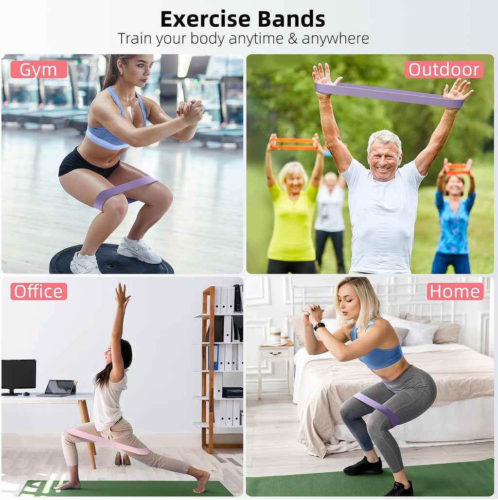 Resistance Bands for Working Out, 5-Pack Elastic Loop Exercise Bands for Strength Training Stretching, Home Gym