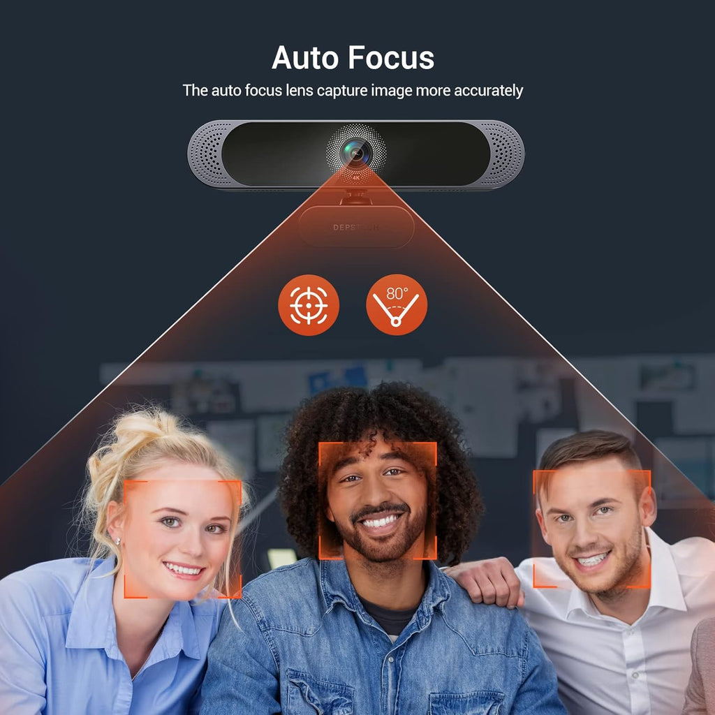 4K Webcam, DW49 HD 8MP Equipped with Sony Sensor Autofocus Webcam with Microphone, Privacy Cover, Plug Play USB