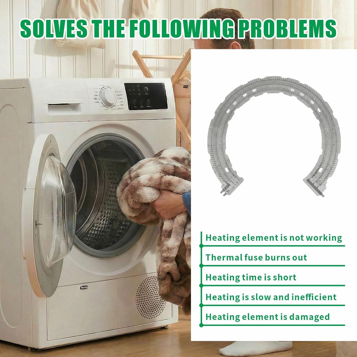WE11M10001 Dryer Heating Element Replacement for GE & Hotpoint - Mica Heater Kit Also Compatible with Fisher & Paykel Electric Dryers