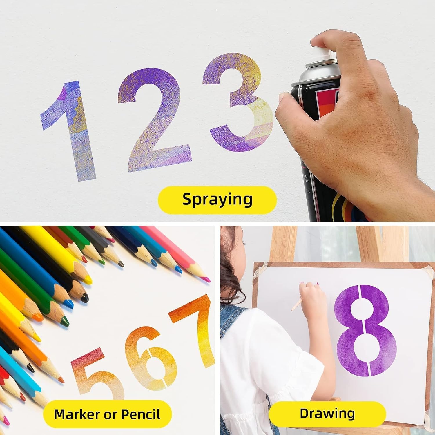 8 Inch Number Stencils Plastic Number Stencils Reusable Digital Painting Templates for Cake Stencil Address Templates