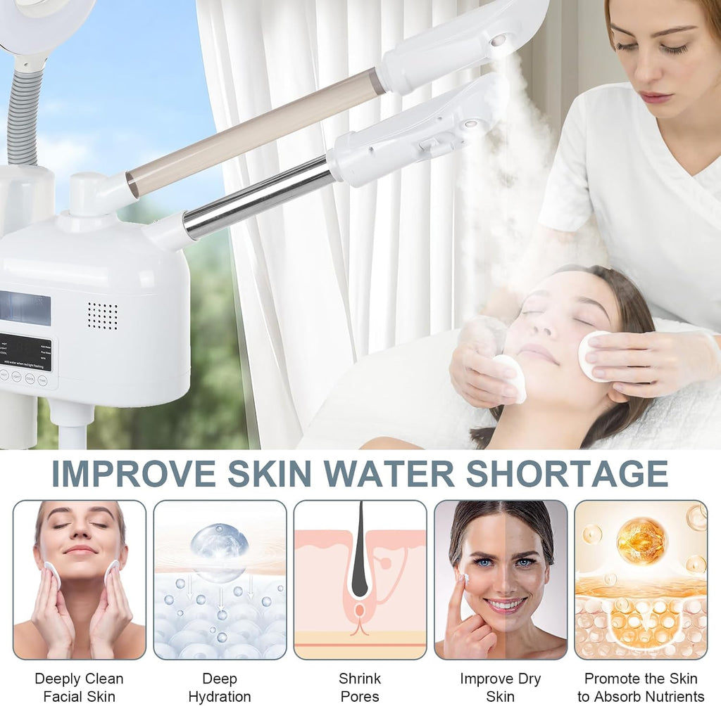 VARIPOWDED 3 in 1 Professional Facial Steamer Face Steamer for Home & Salon | Esthetician Steamer for Facial Deep