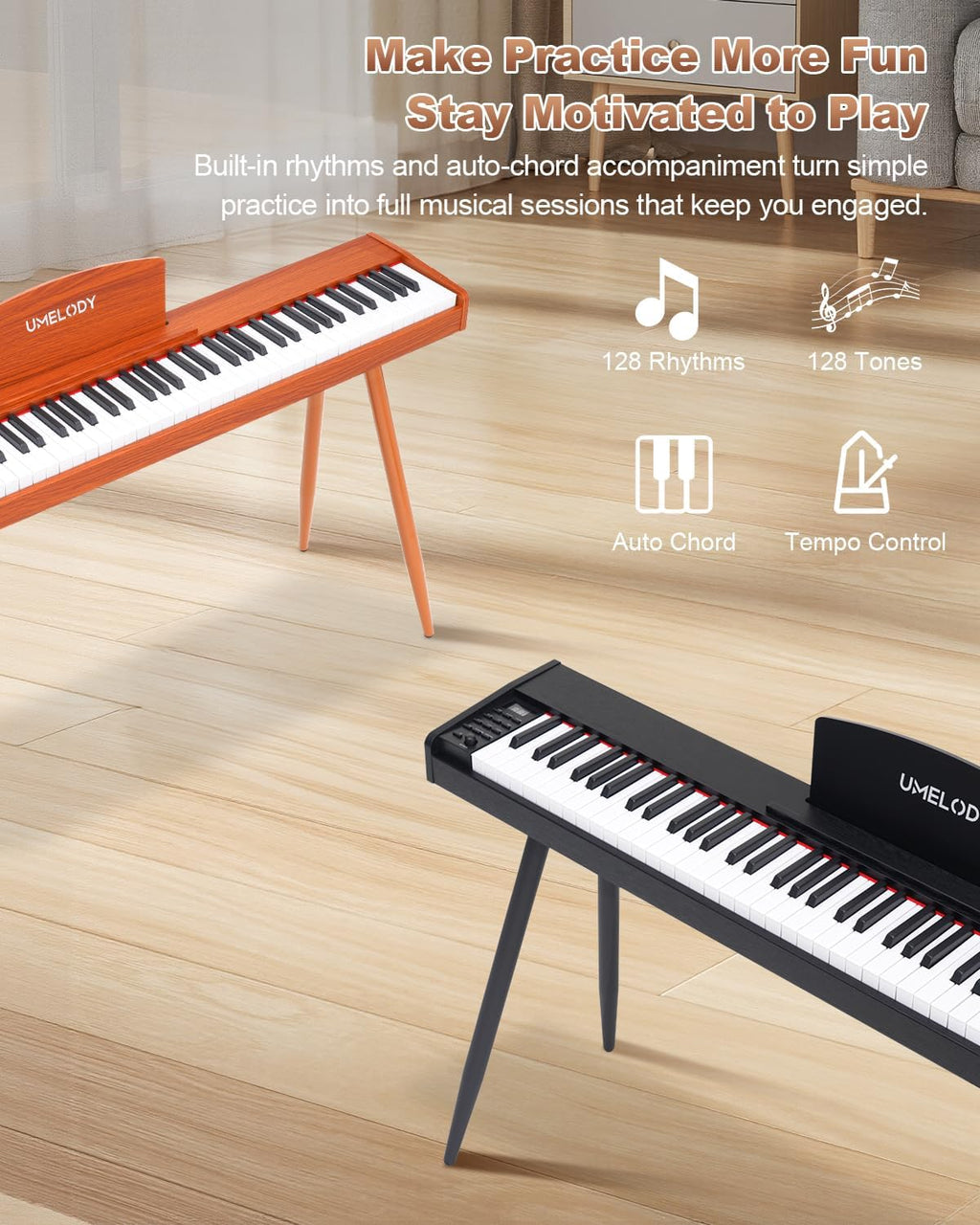 88 Key Digital Piano with Semi-Weighted Keys, Full Size Electric Keyboard for Beginners & Adults, Realistic Touch