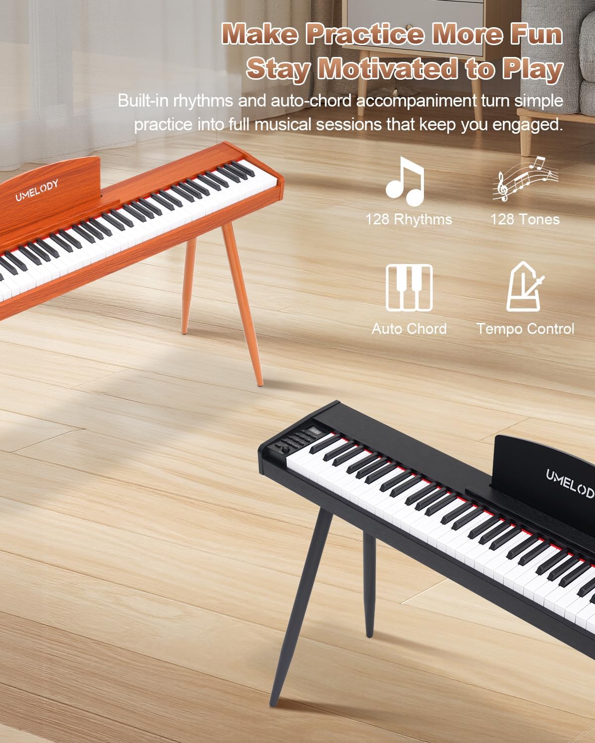 88 Key Digital Piano with Semi-Weighted Keys, Full Size Electric Keyboard for Beginners & Adults, Realistic Touch