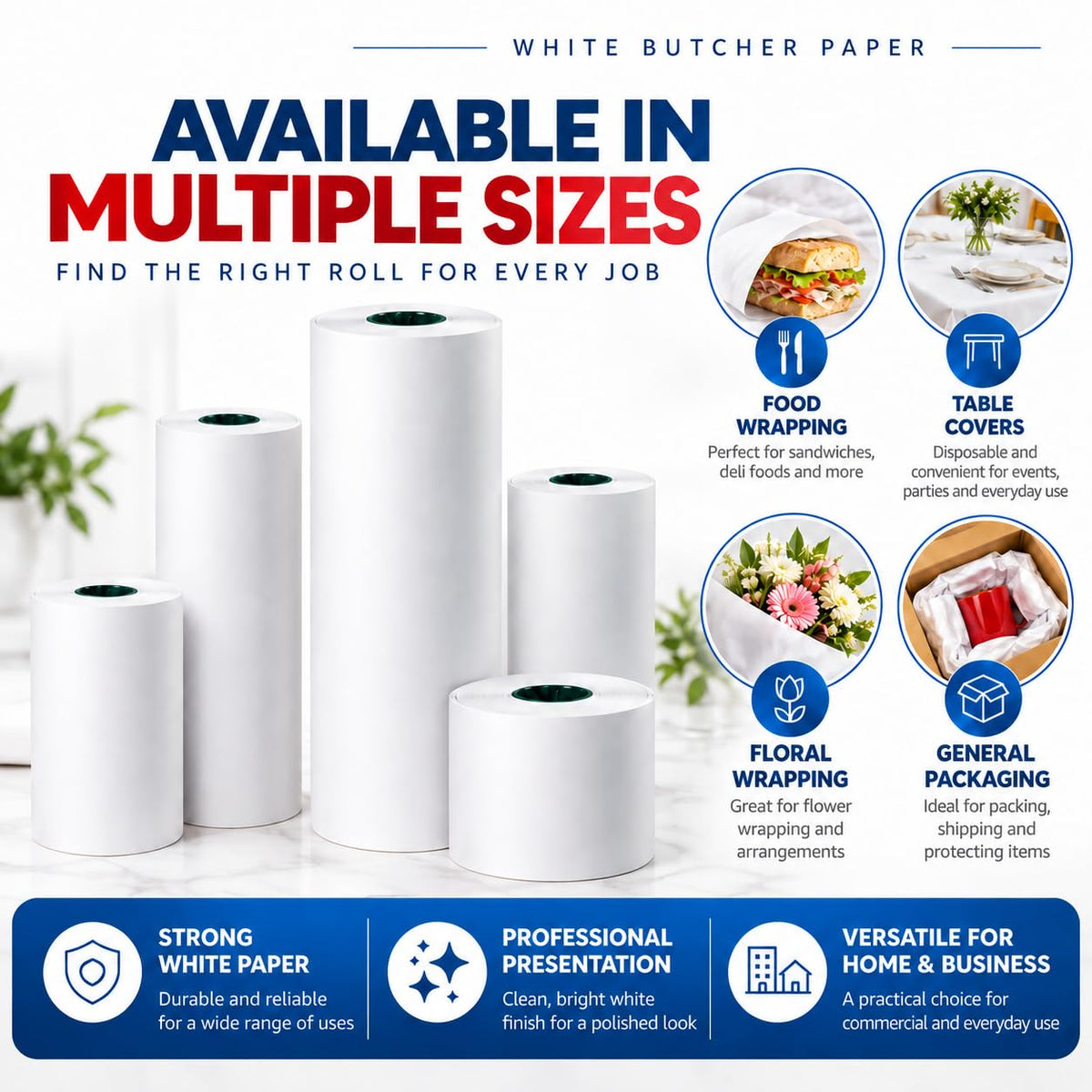 White Butcher Paper Roll, 24 in x 1000 ft, 1 Roll