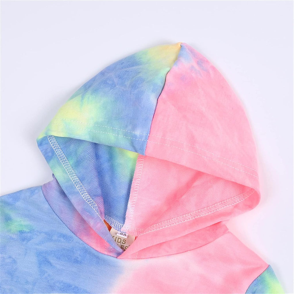 Kids Girls Boys Sweatshirt 2PCS Pullover Hooded Toddler Long Sleeve Tie Dye Sweater & Pants Outfits Set Fall Clothes