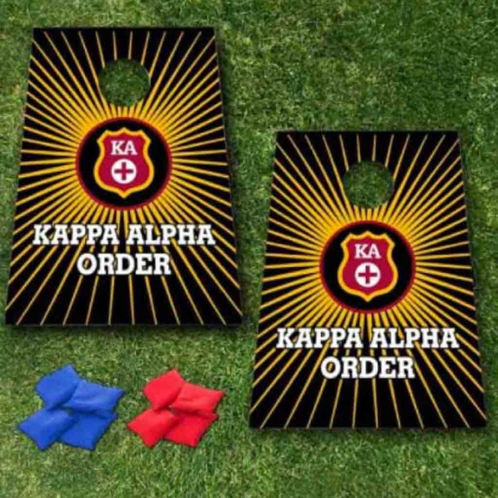 Cornhole Games - Kappa Alpha Order Cornhole Bag Toss Game - Starburst and Shield - 8 Bags Included