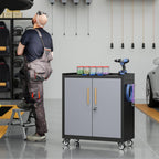 34"Mobile Metal Garage Storage Cabinet,Lockable Tool Storage Cabinet