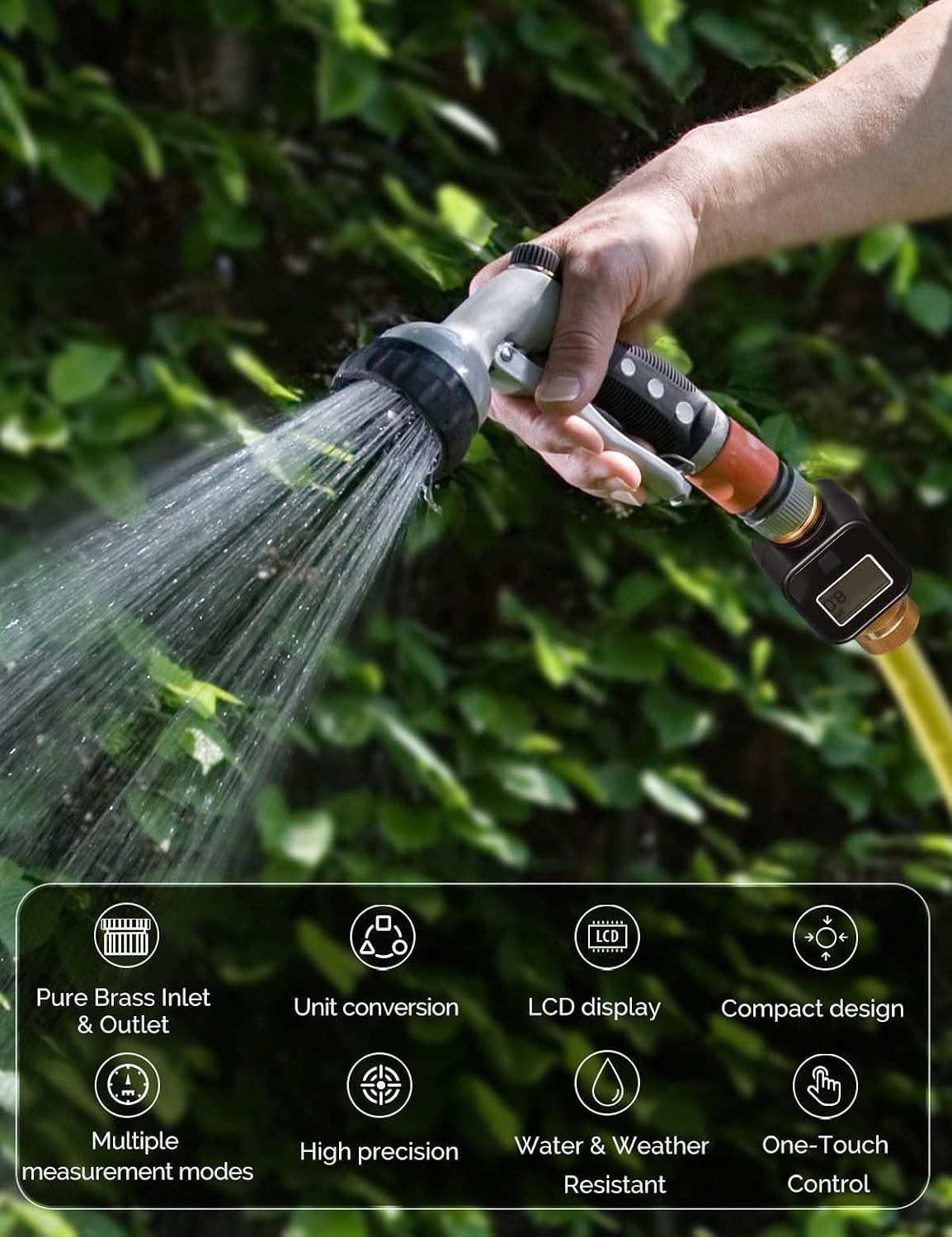 MOES Water Flow Meter with Brass Inlet & Outlet Measure Gallon Consumption