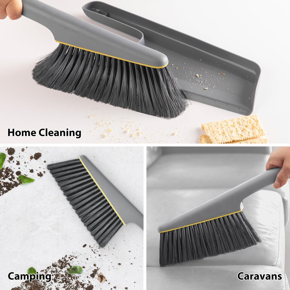 Small Broom and Dustpan Set, Hand Mini Dust-Pan and Brush,1 Pcs Gray
