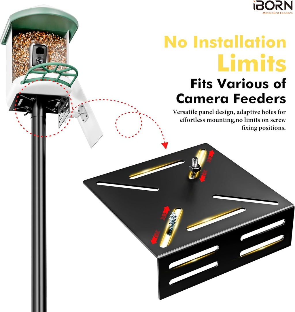 Camera Bird Feeder Pole 3in1 Compatible Bird Feeder Poles for Outdoors Heavy Duty,59inch Adjustable Height Bird House