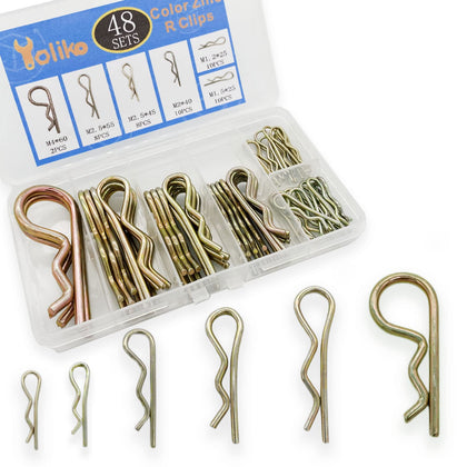 48 Pcs Hitch Pin Clip R Clips Retaining Pins Tractor Cotter Pin Hair Pin Assortment Iron Color Zinc Spring Clip