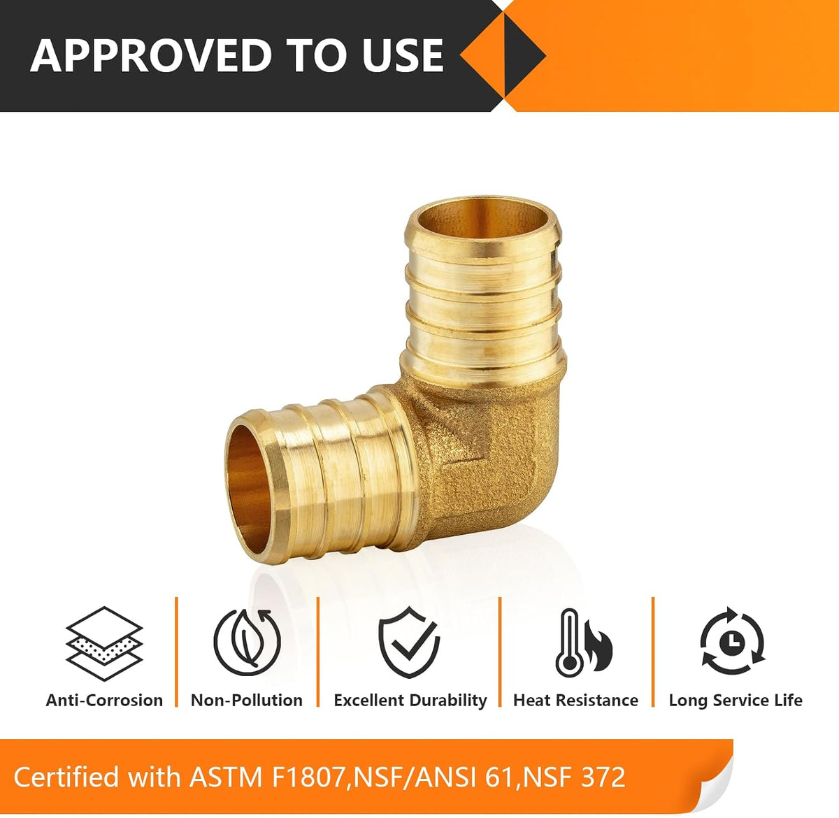 10PC HeSun PEX Fittings, 1" x 1" Pex Crimp Elbow(PEX1807062-10)