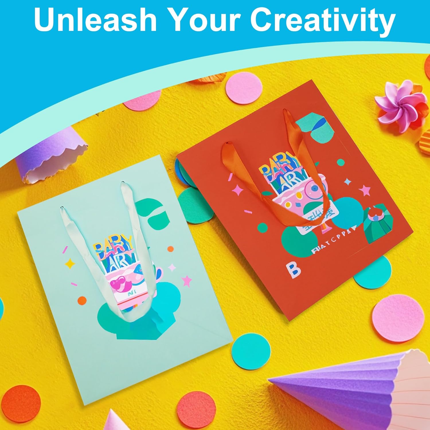 8 Pcs Medium Gift Bags With Handles: 8x5x10 Rainbow Colour Gift Bags Kraft Paper Party Favor Bags With 16 Tissues For