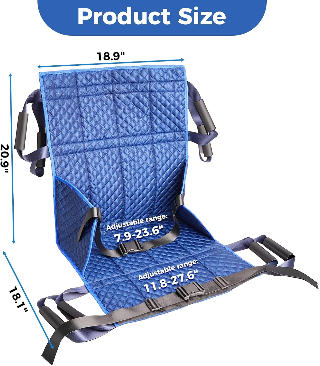 Heavy - Duty Wheelchair Transfer Pad - 260 LBS Capacity, 8 Sponge Handles, Oxford Fabric - Patient Lift Transfer Mat