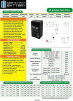 ML4-6 - 6 Volt 4.5 AH SLA Battery - 6 Pack