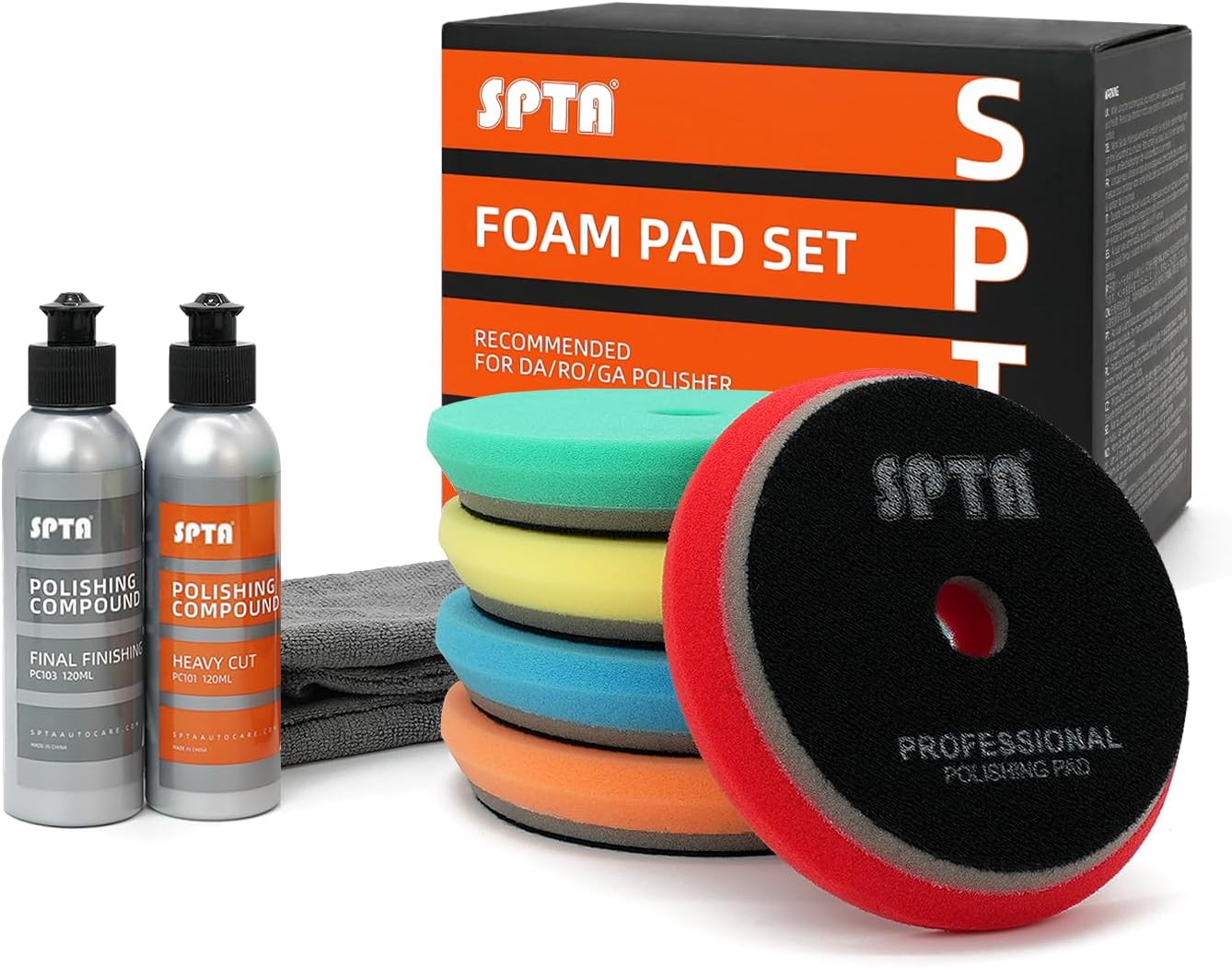 HD Buffing Polishing Pads, 5 Inch Orbital Buffer Pads Hook and Loop Buffing Pads, Foam Polish Pad 5 Grits from Coarse