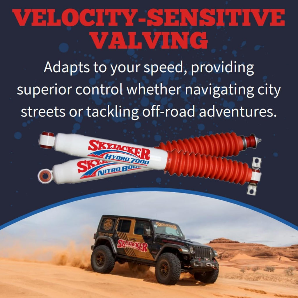 TrendsAuto Set of Hydro 7000 Series Front & Rear Hydraulic Action Shocks fits 2007 2018 Wrangler JK & Rubicon 2WD 4WD with 1-2.5” Front & 2-3.5” Rear Lift | Durable Design | Velocity-Sensitive Valving