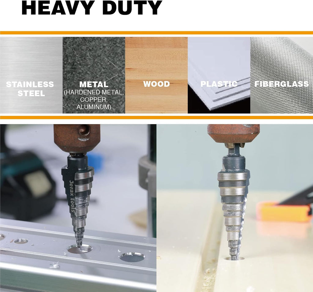 3/16"-7/8" Quick Change M2 Step Drill Bit Unibit Hole Drilling