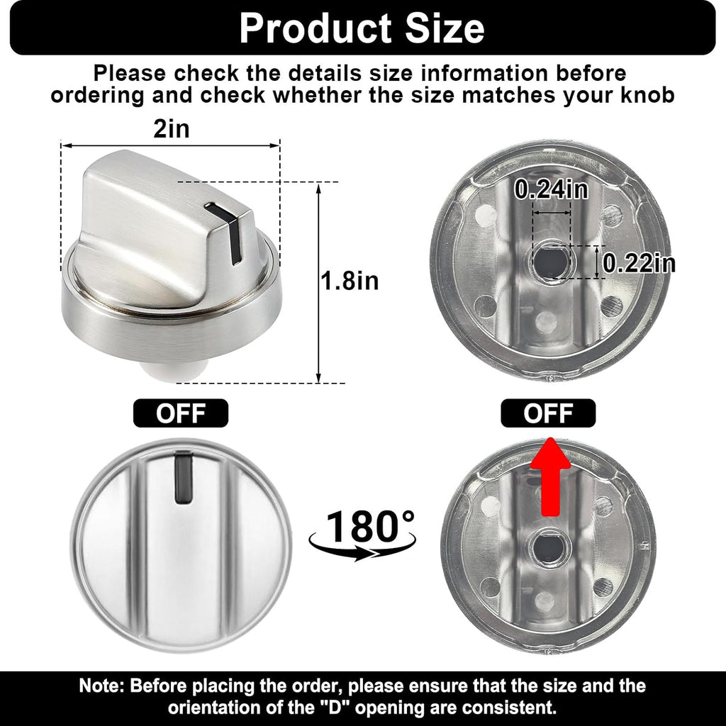 WB03X29300 Stove Knobs Compatible with GE Gas Cooktop Range - 5 Pack