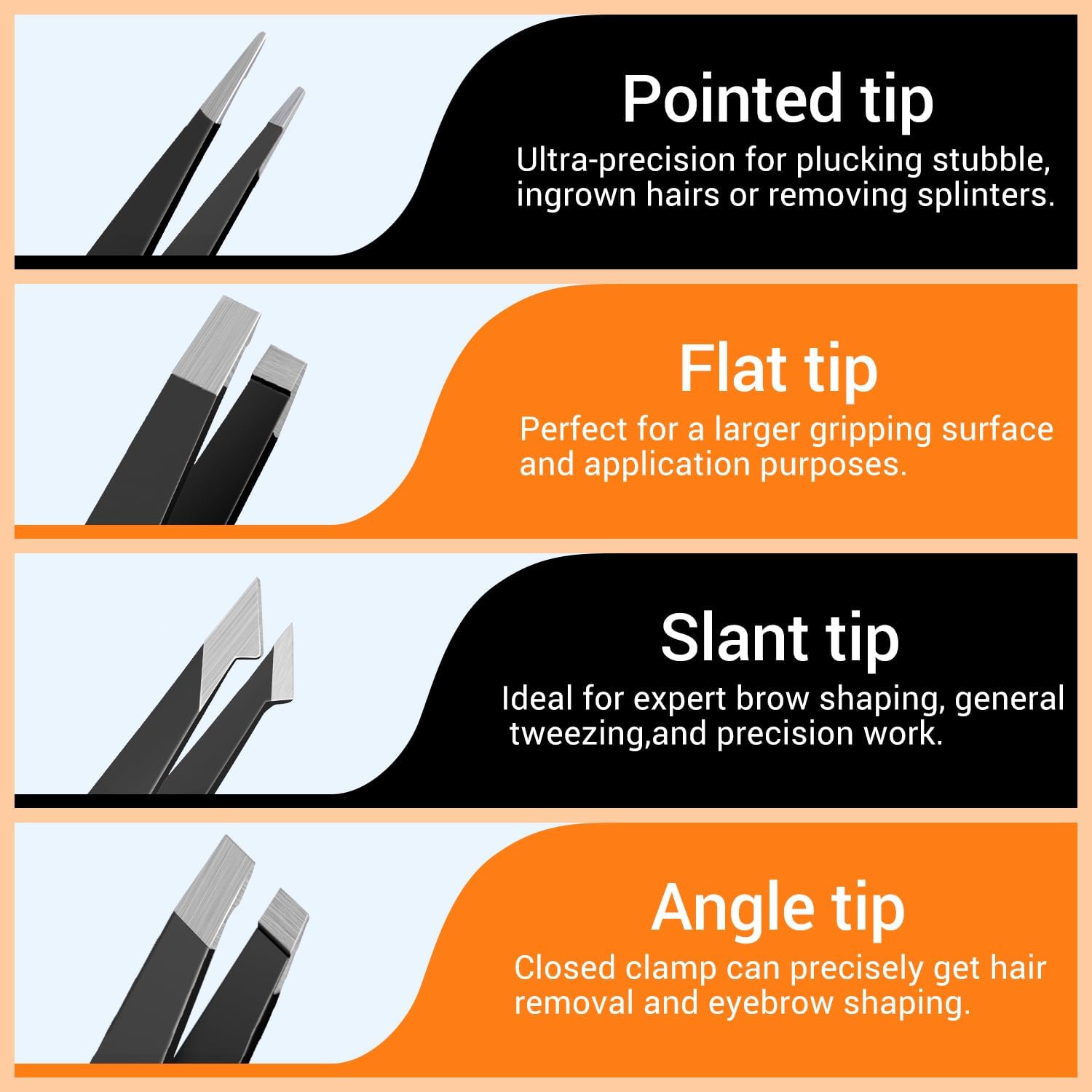 Tweezers for Men, 8 in 1 Professional Eyebrow Tweezers Kit with Eyebrow Trimmer & Scissors, Razor, Brush, Skin Care