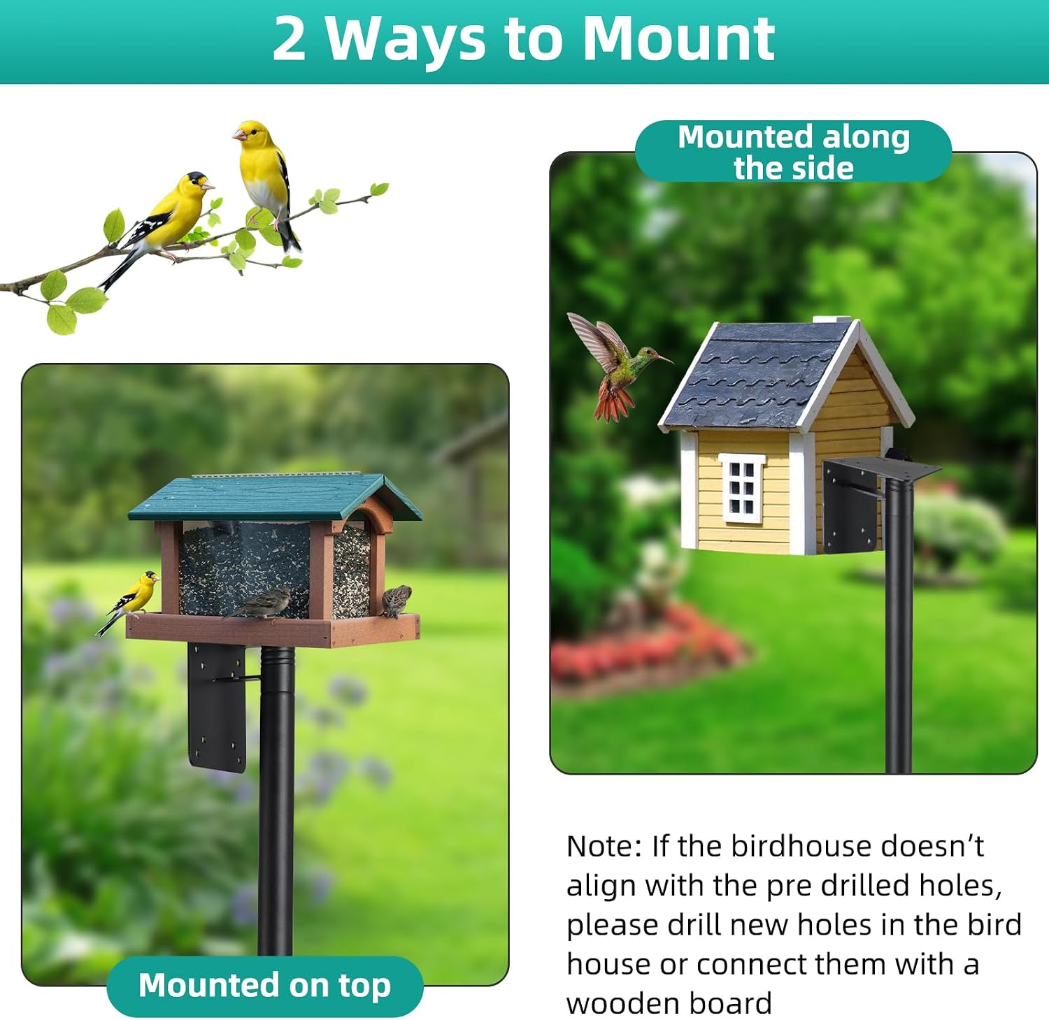 Bird House Pole,102 Inch Heavy Duty Bird Feeder Pole Mount Kit for Outdoors, 5-Prong Base, Splicing Adjustable