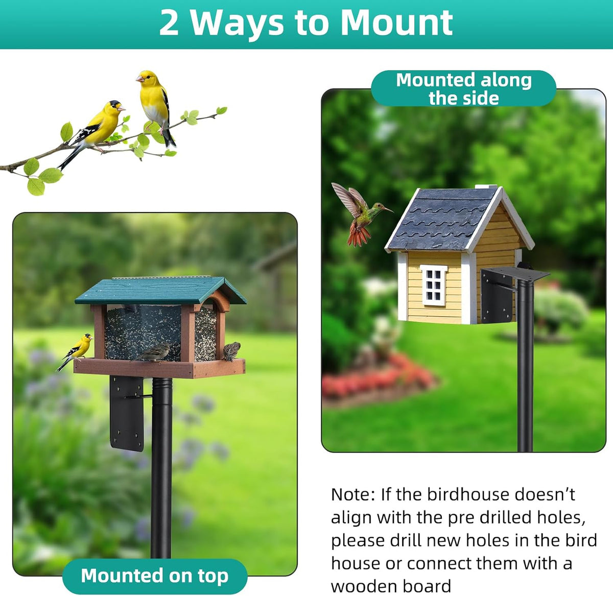 Bird House Pole,74 Inch Heavy Duty Bird Feeder Pole Mount Kit for Outdoors, 5-Prong Base, Splicing Adjustable Feeding