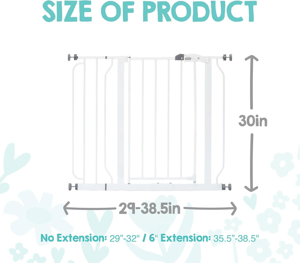 Safety 29-38.5" Baby Gate for Doorways & Bottom of Stairs, Pressure Mounted Baby Gate with Door for Babies, Toddlers