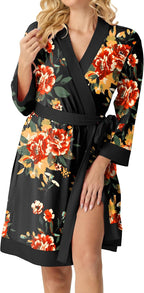 Womens Short Robes Summer Lightweight Bathrobe S-2XL