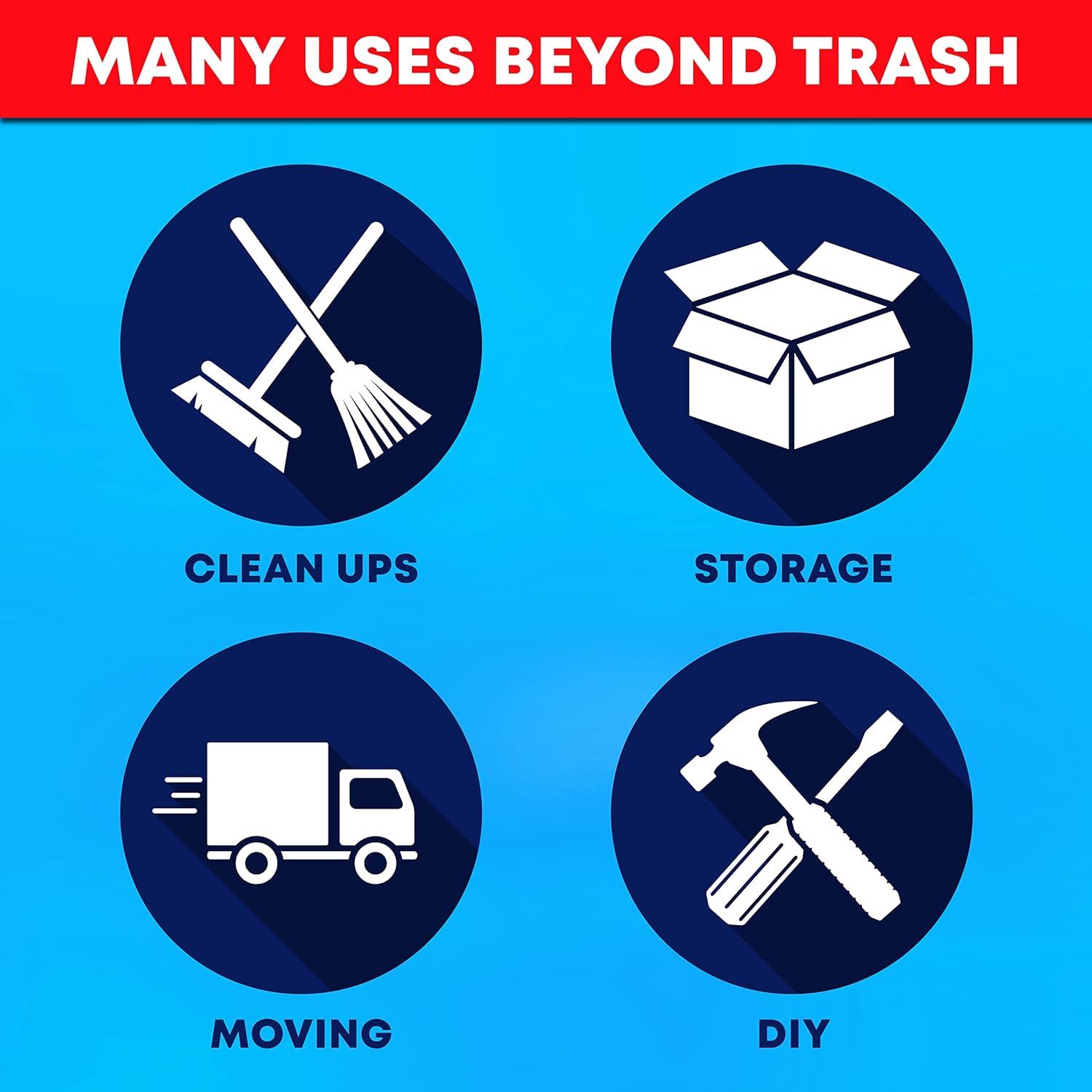 Contractor Garbage Bags 55 Gallon, 3 Mil Black Contractor Garbage Bag (50 Bags w/Ties) Large 55 Gallon Trash Bags