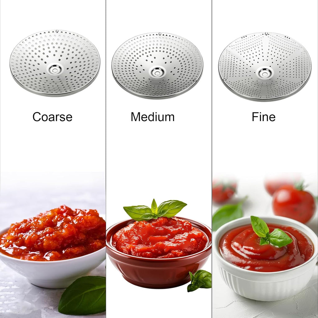 Food Mill for Tomatoes, Stainless Steel Rotary Strainer with Coarse Disc