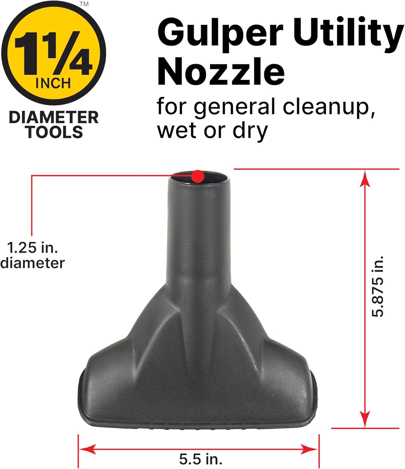 9064300 1.25 Inch Diameter Cleaning Kit, Includes Round Brush, Crevice Tool, and Gulper Nozzle, Black, Ideal for